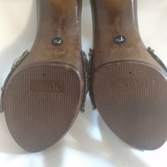 Guess shoes brown beige slide on heels size 7 1 /2 - Picture 3 of 5